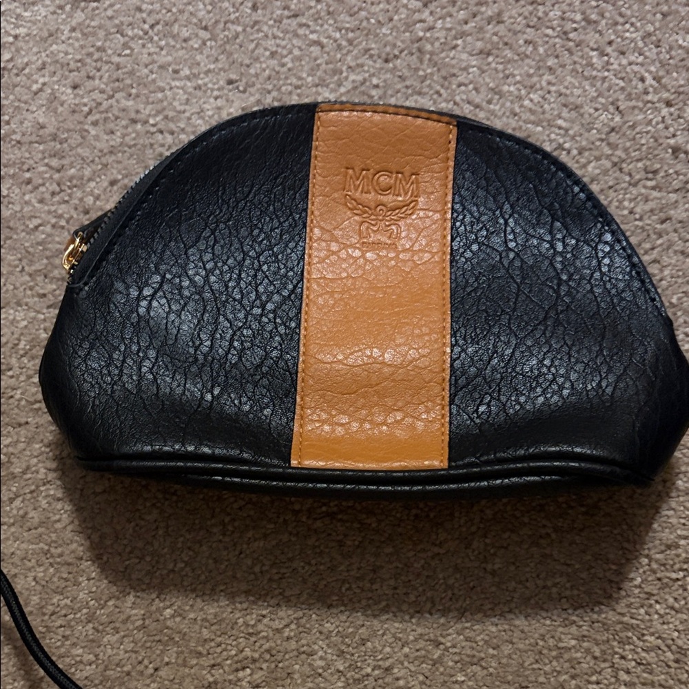 MCM Black and Brown Leather Clutch